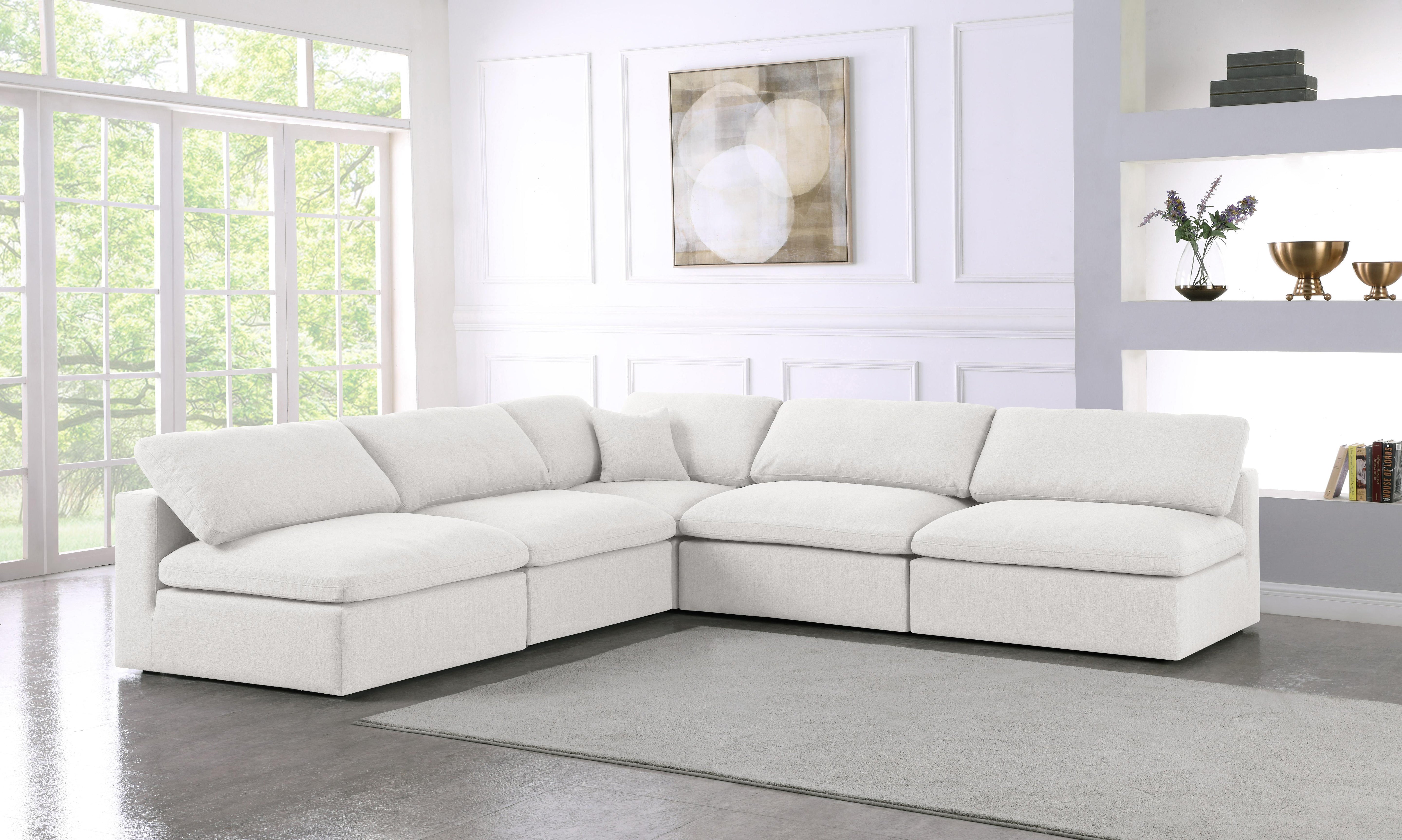 Serene Cream Linen Fabric Deluxe Cloud Modular Sectional