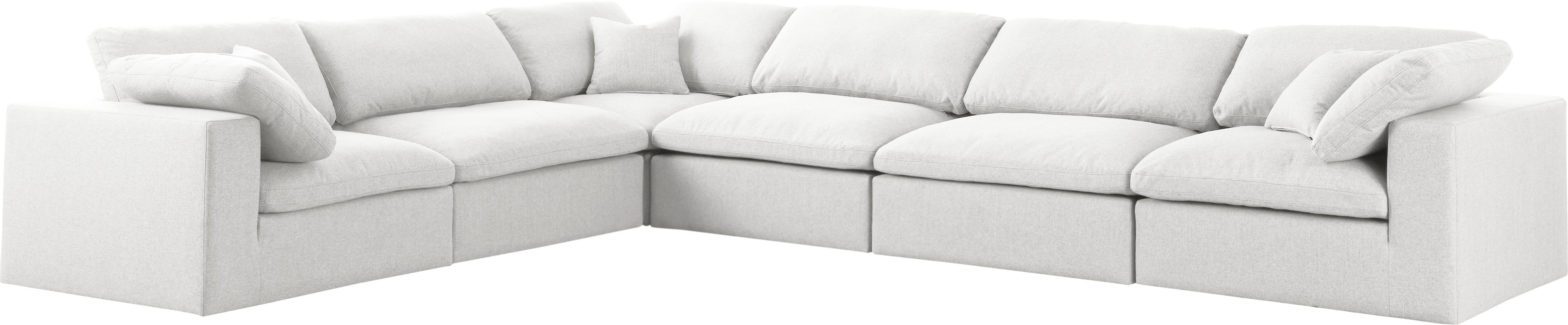 Serene Cream Linen Fabric Deluxe Cloud Modular Sectional