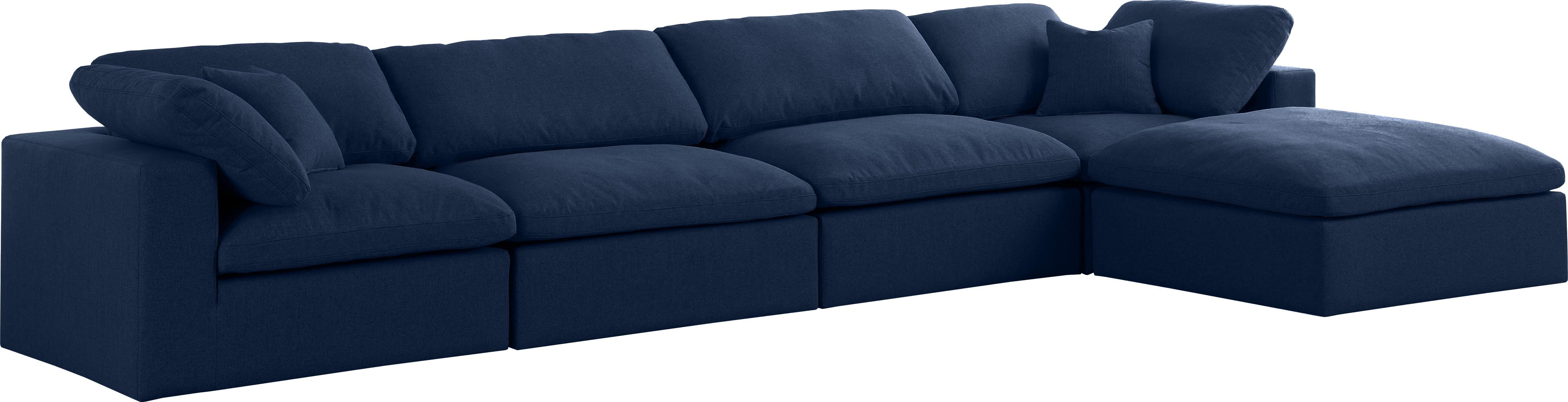 Serene Navy Linen Fabric Deluxe Cloud Modular Sectional