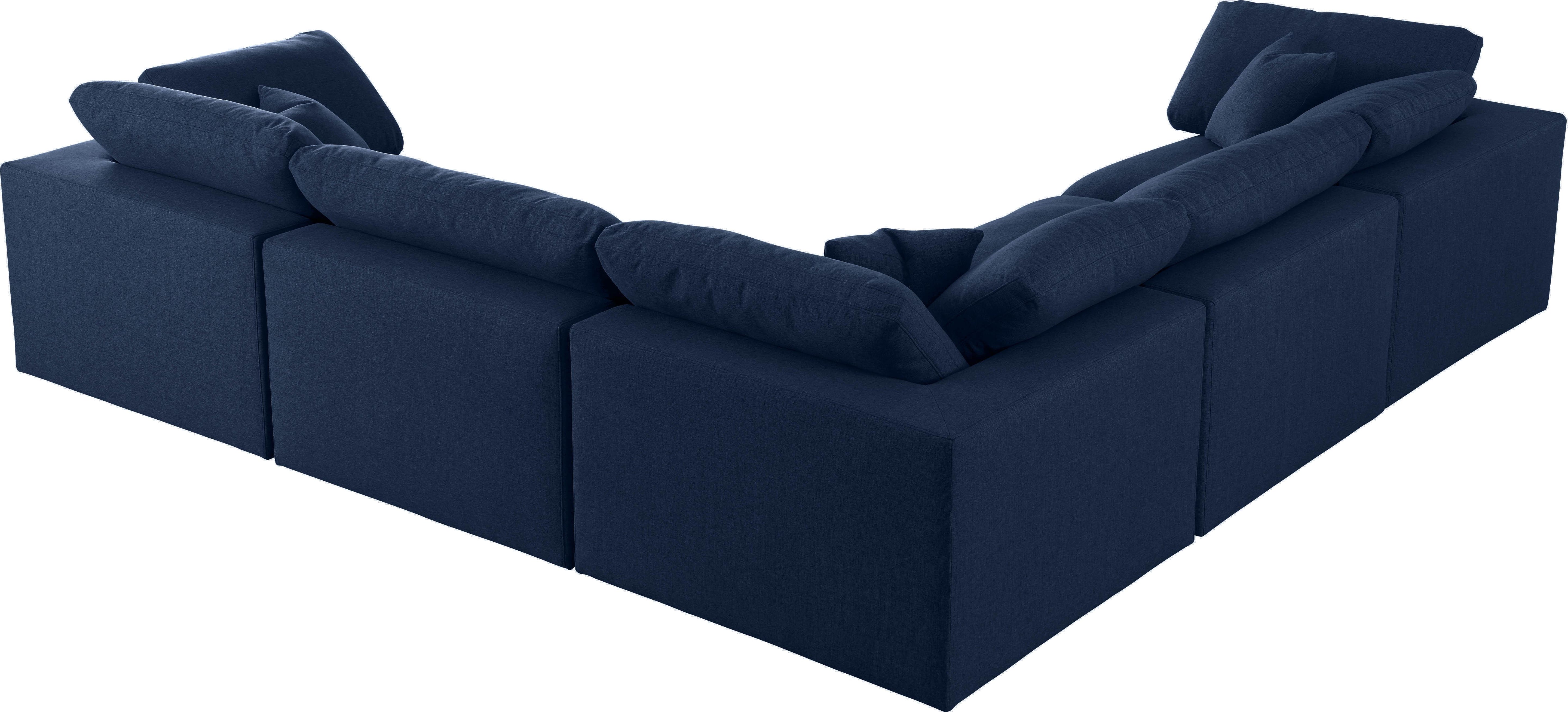 Serene Navy Linen Fabric Deluxe Cloud Modular Sectional