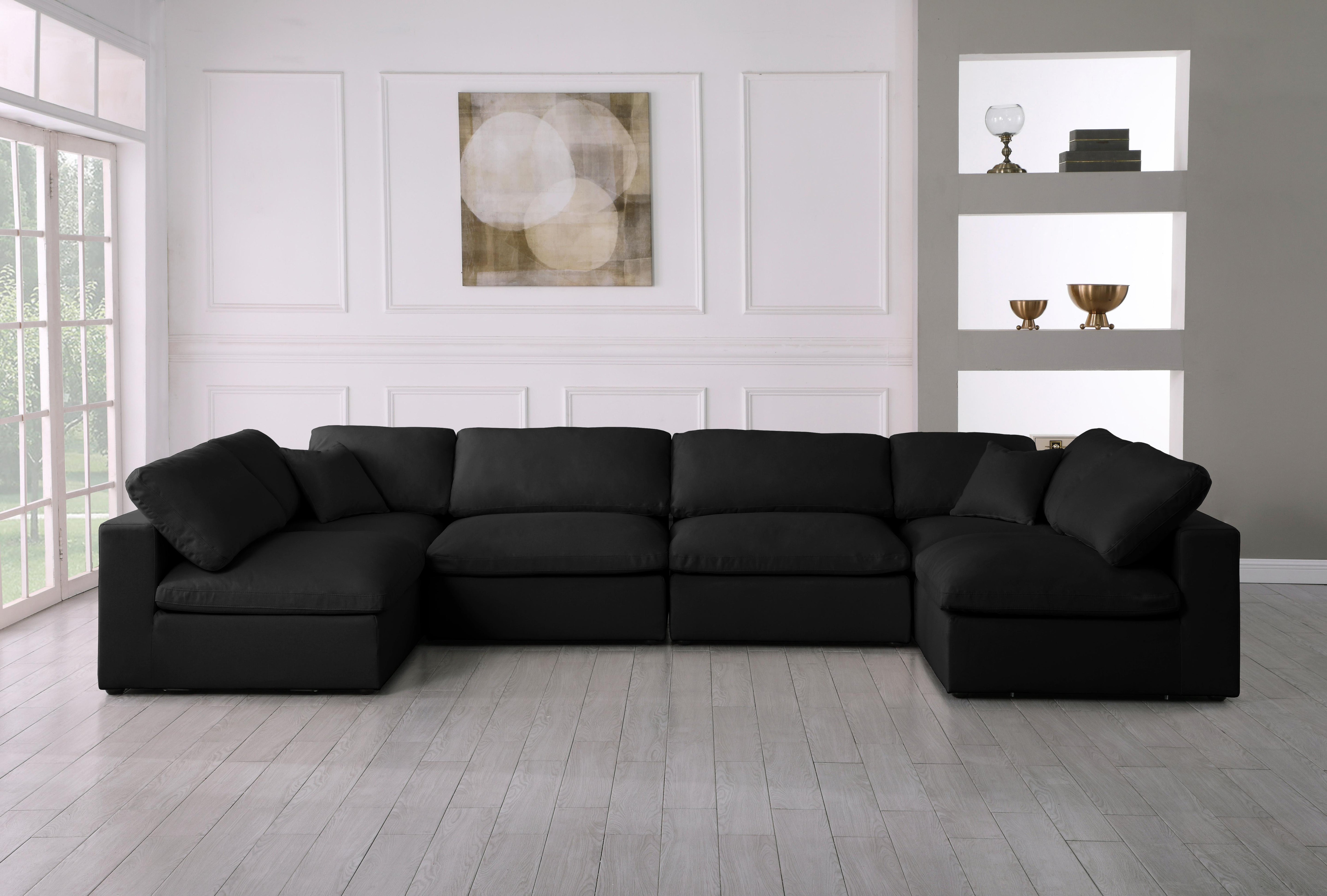 Plush Black Velvet Standard Cloud Modular Sectional