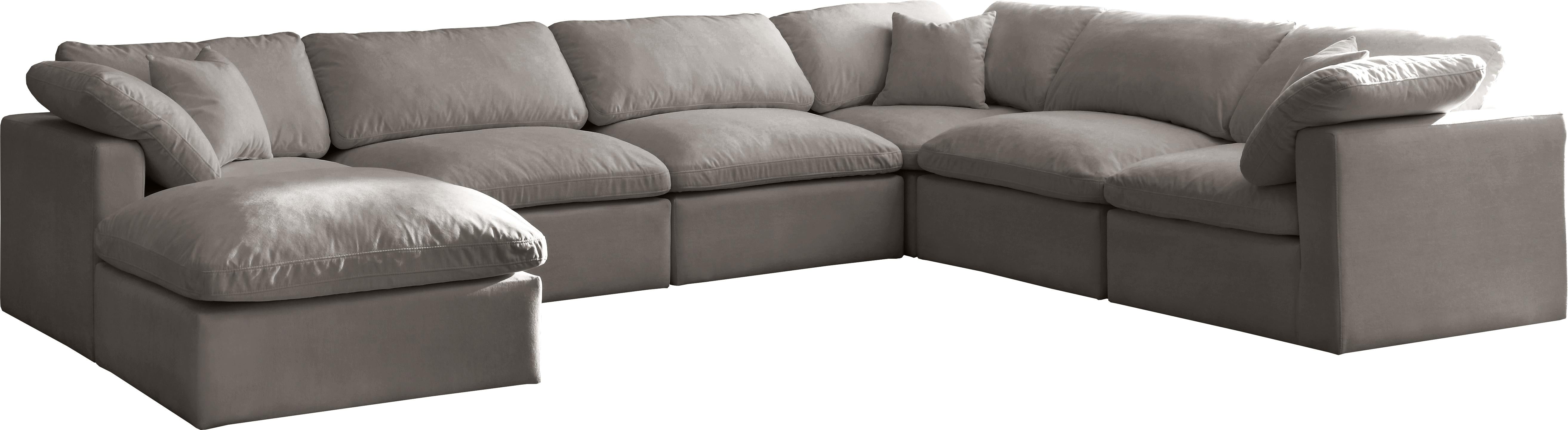 Plush Grey Velvet Standard Cloud Modular Sectional