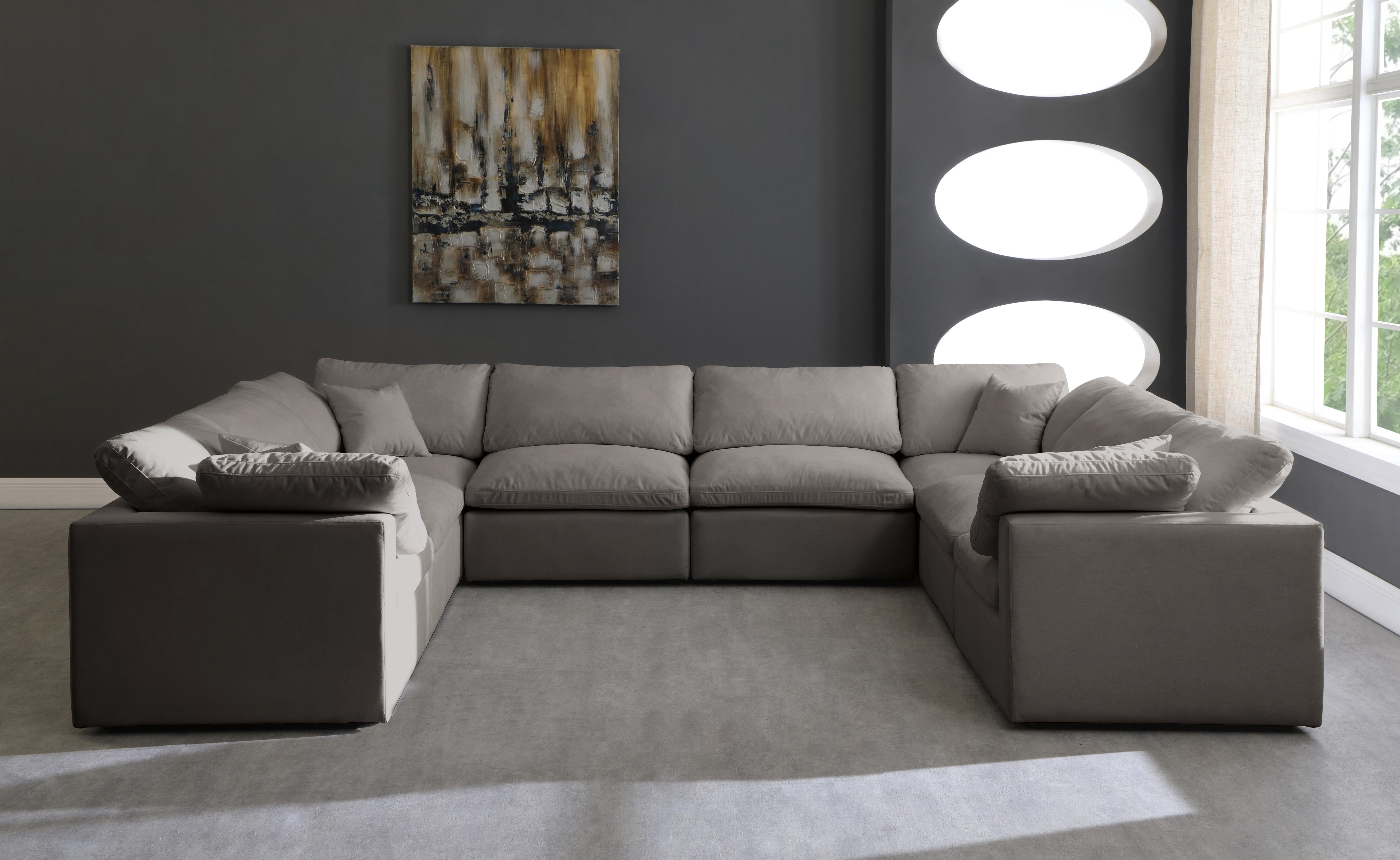 Plush Grey Velvet Standard Cloud Modular Sectional