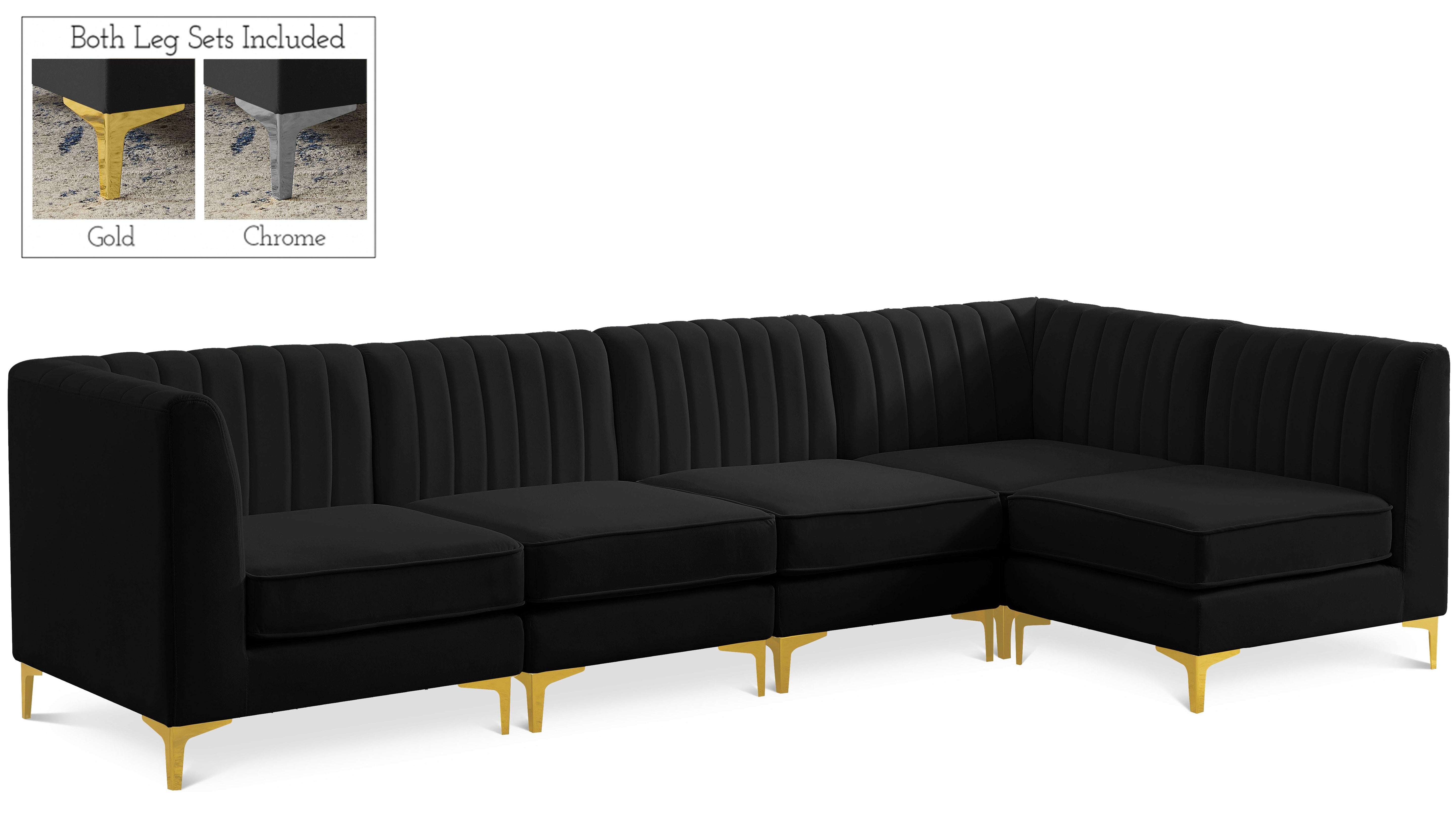 Alina Black Velvet Modular Sectional