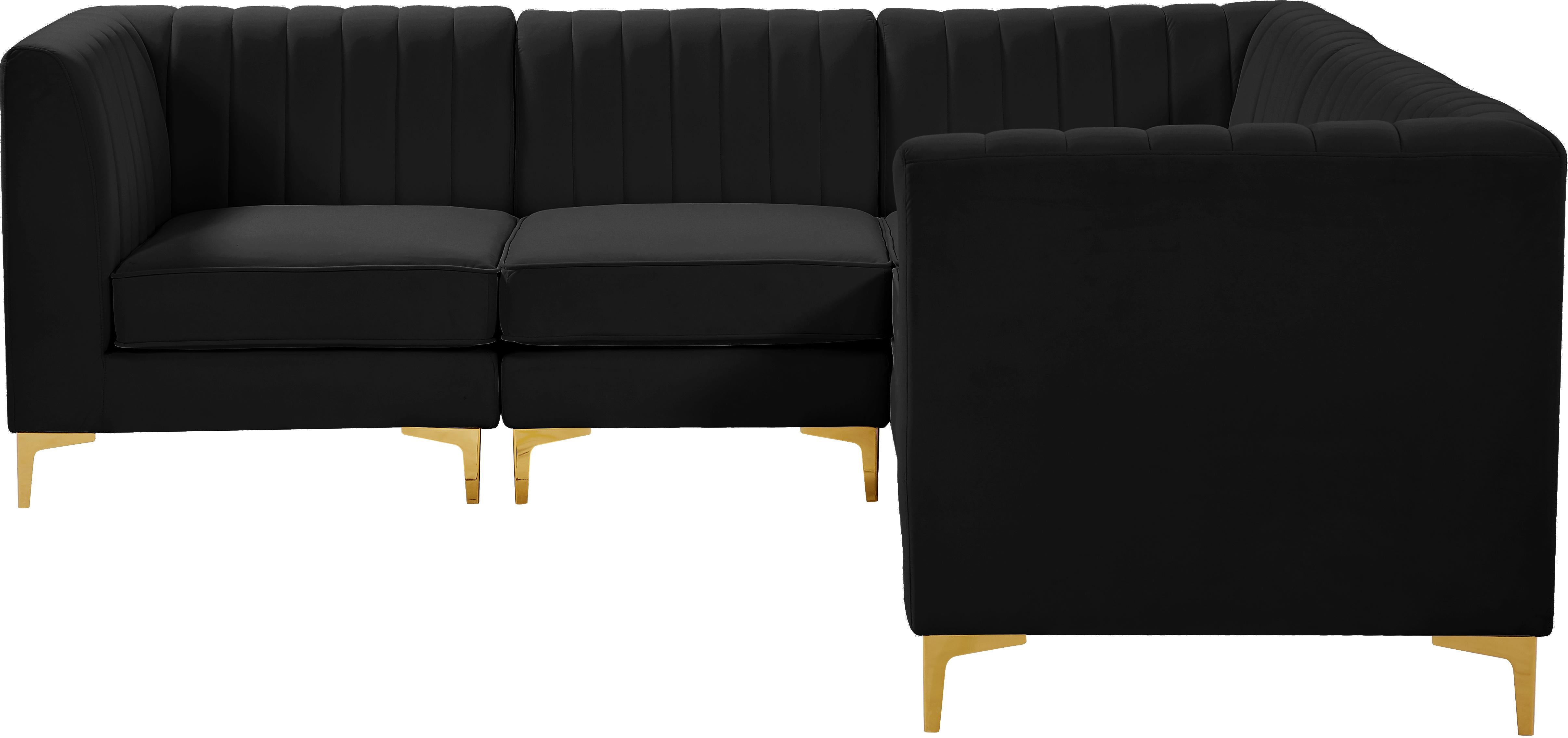 Alina Black Velvet Modular Sectional