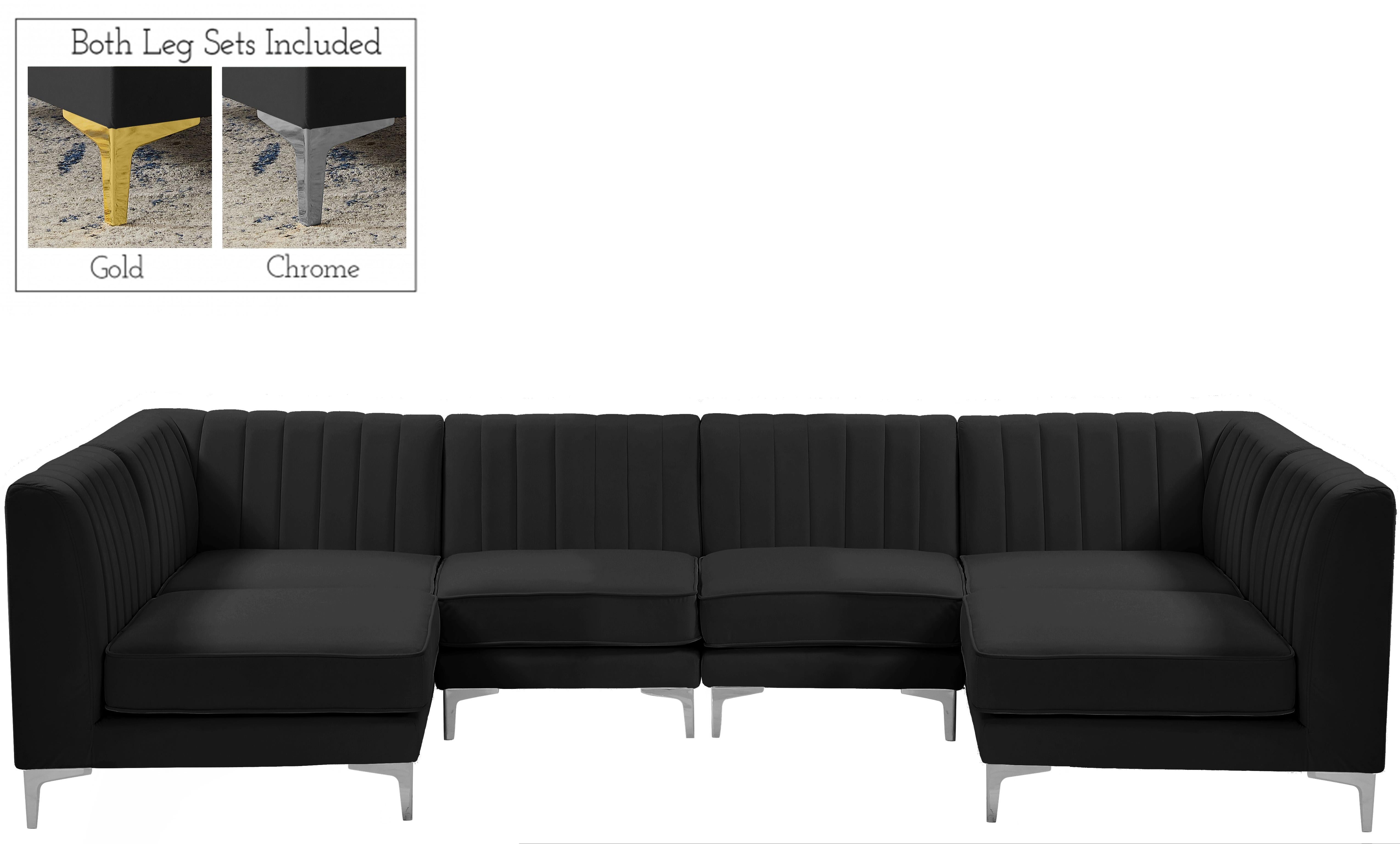 Alina Black Velvet Modular Sectional