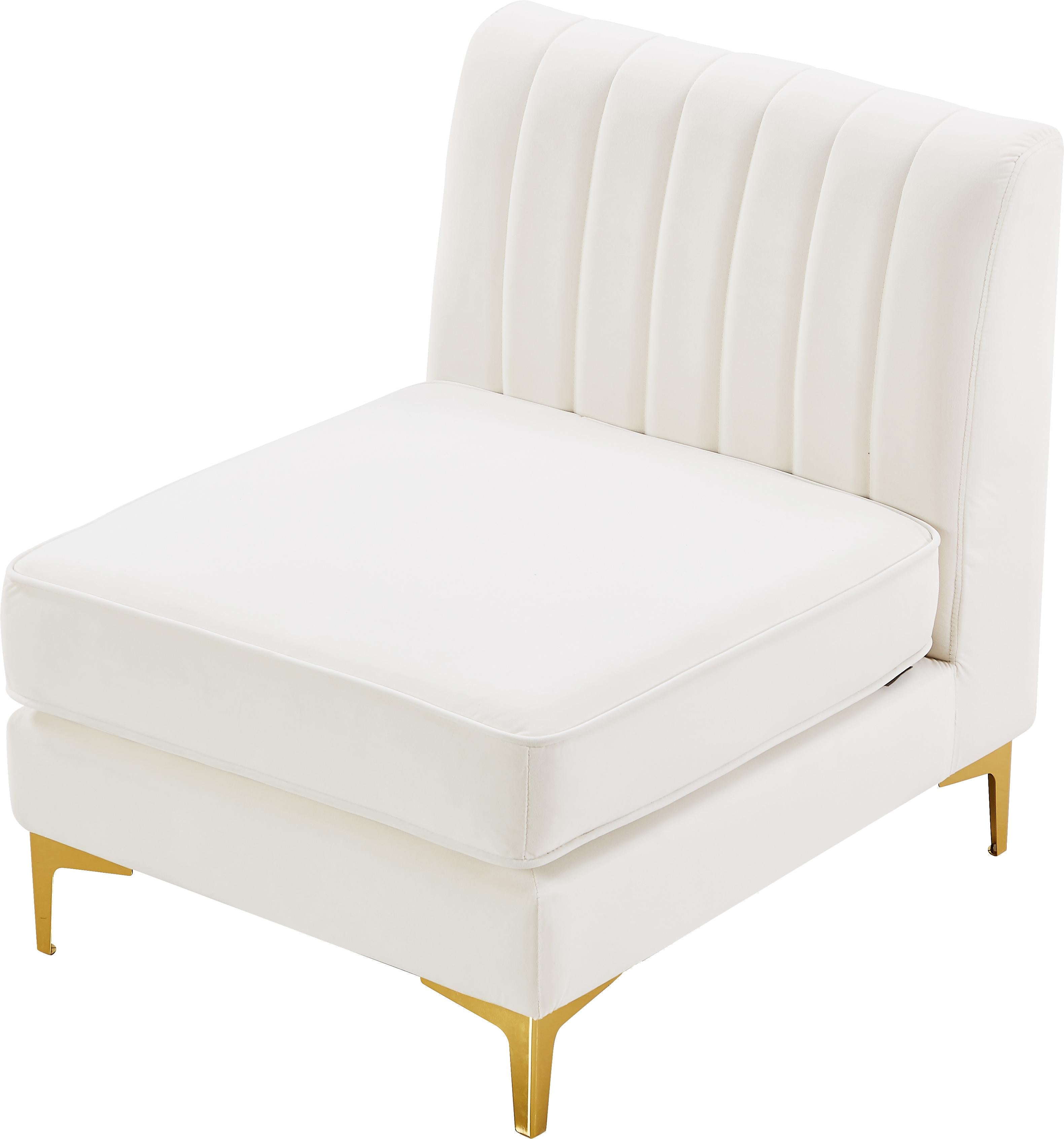 Alina Cream Velvet Armless Chair