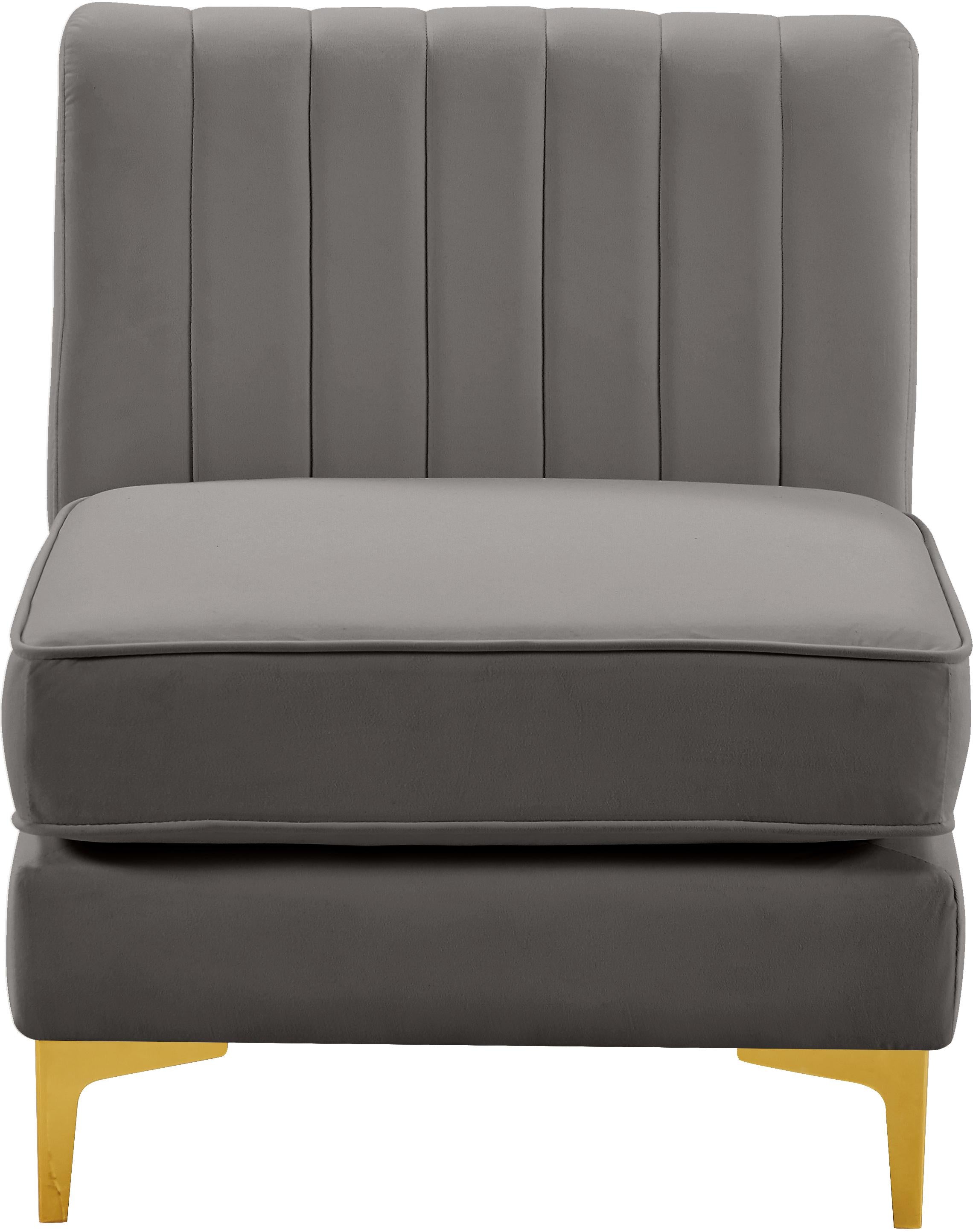 Alina Grey Velvet Armless Chair