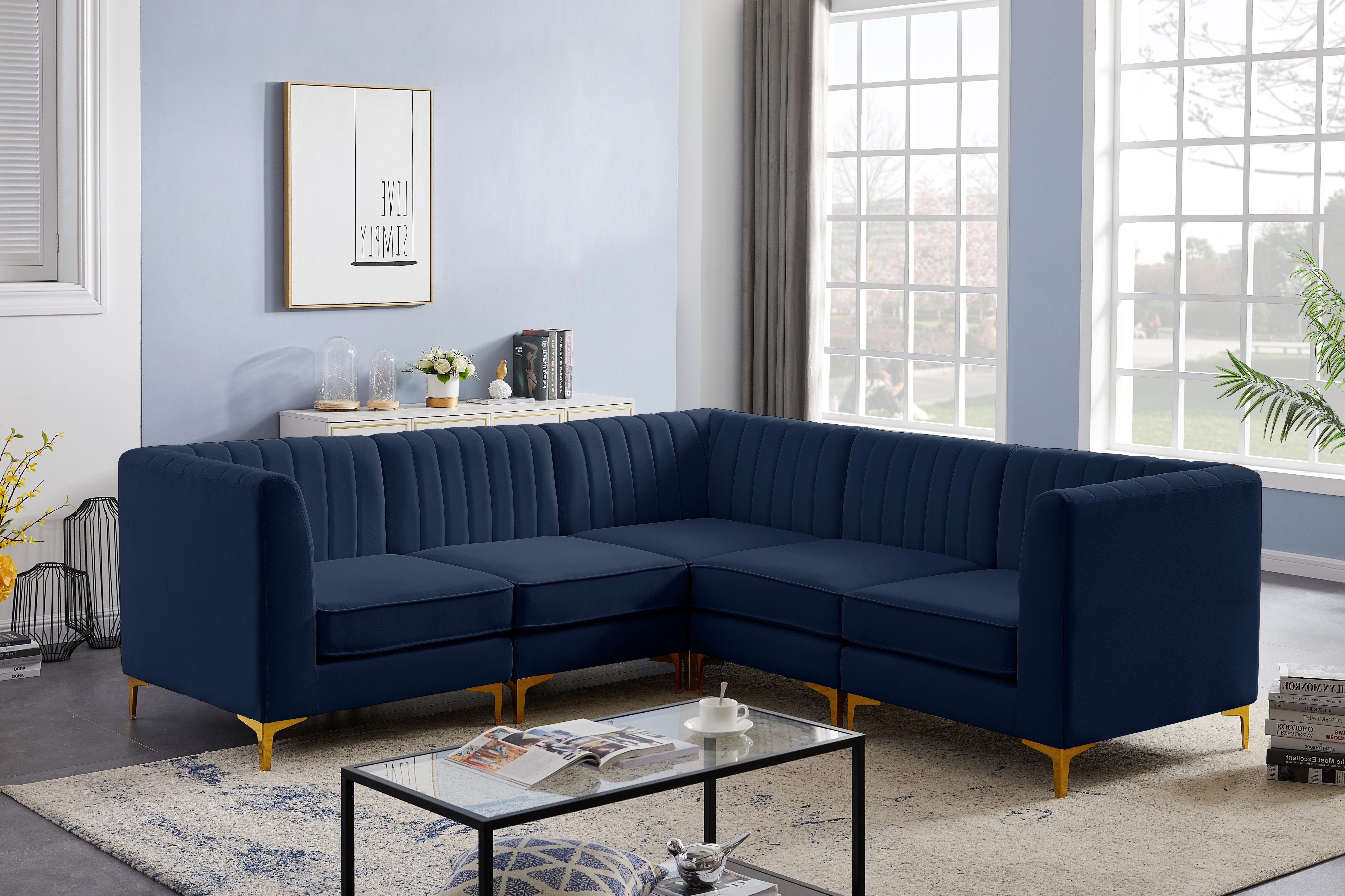 Alina Navy Velvet Modular Sectional