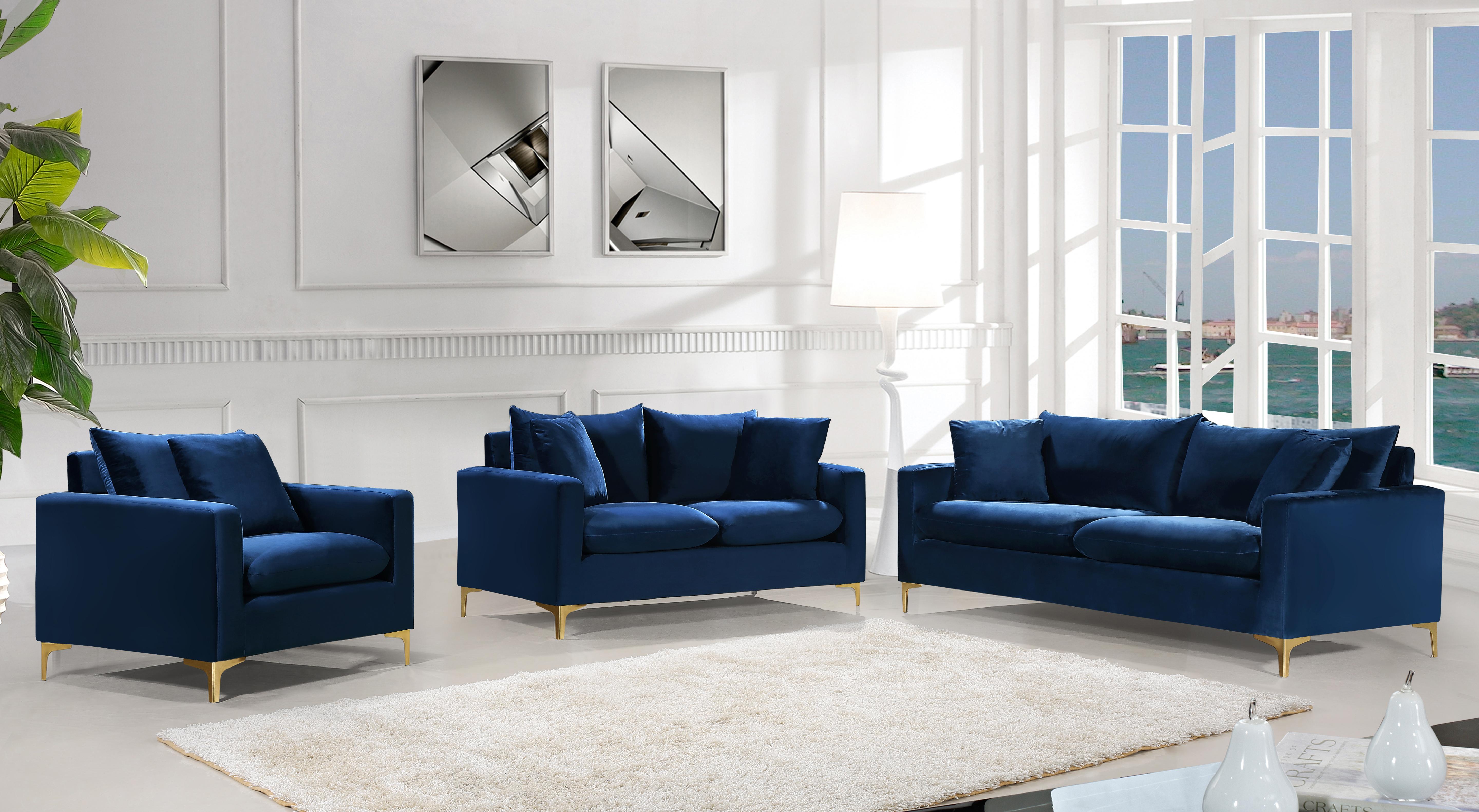 Naomi Navy Velvet Sofa