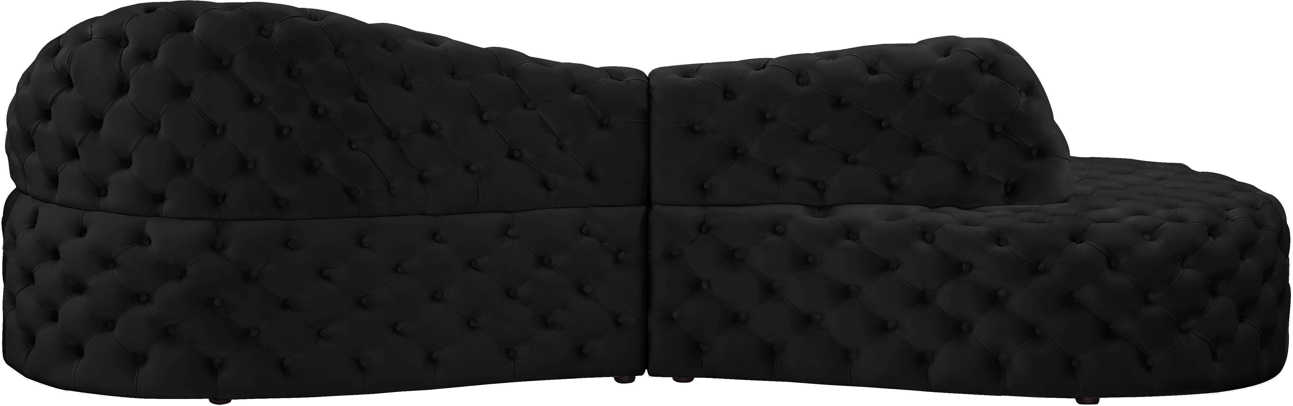 Royal Black Velvet 2pc. Sectional