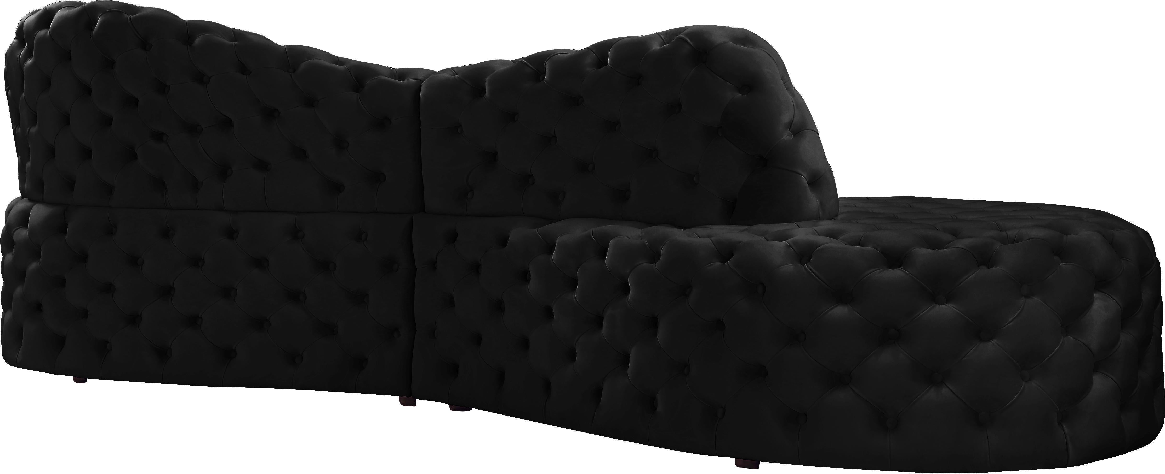 Royal Black Velvet 2pc. Sectional