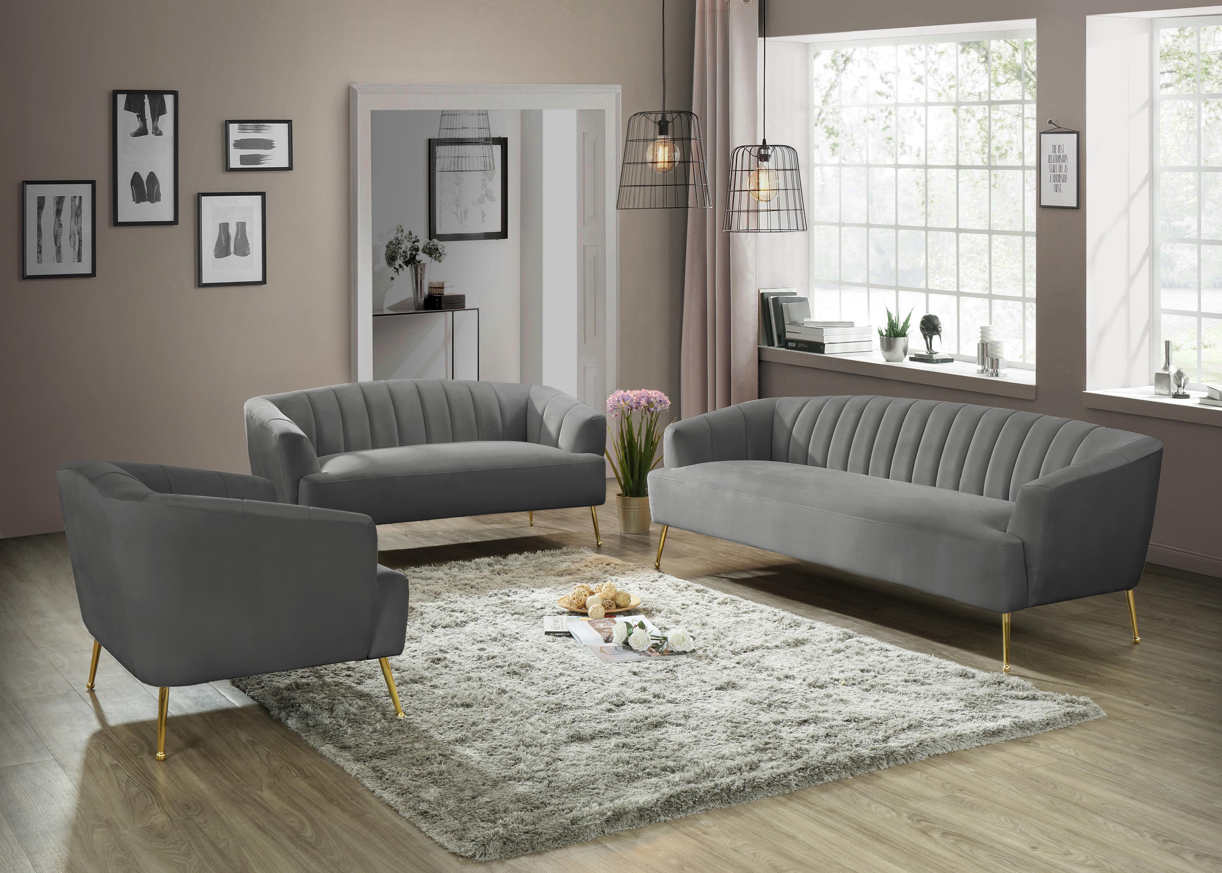 Tori Grey Velvet Loveseat