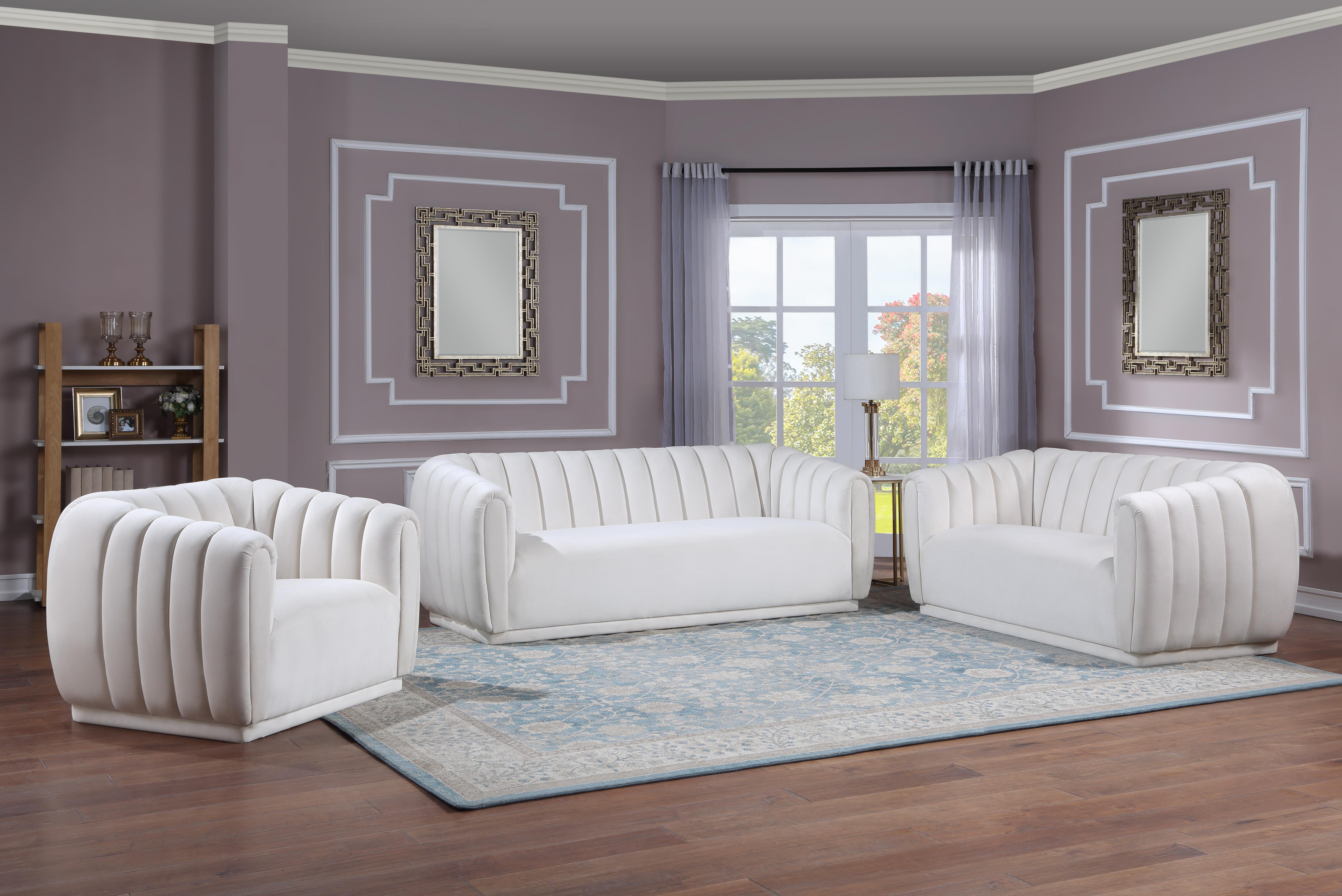 Dixie Cream Velvet Loveseat