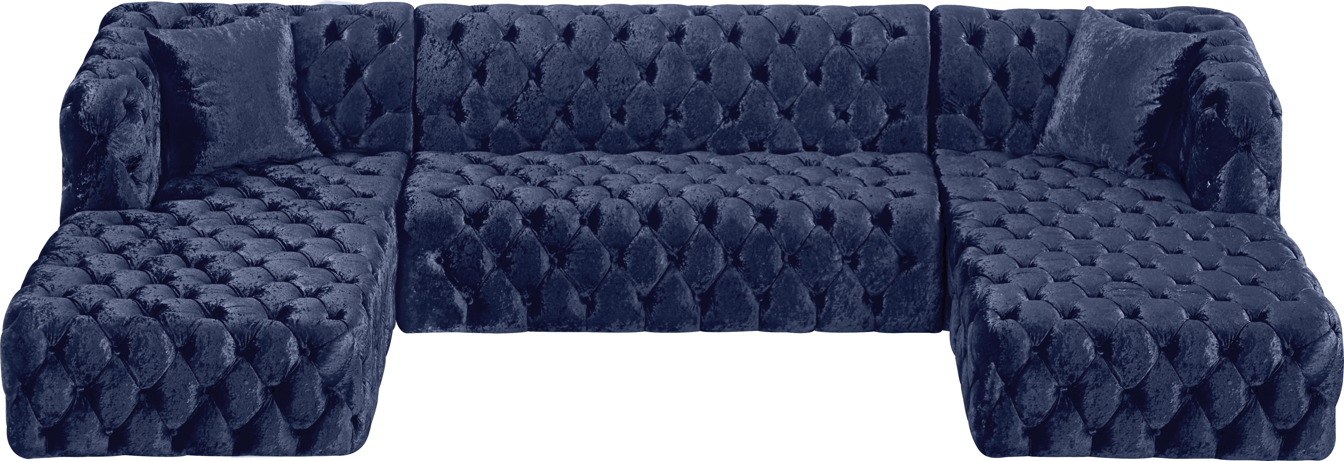 Coco Navy Velvet 3pc. Sectional (3 Boxes)