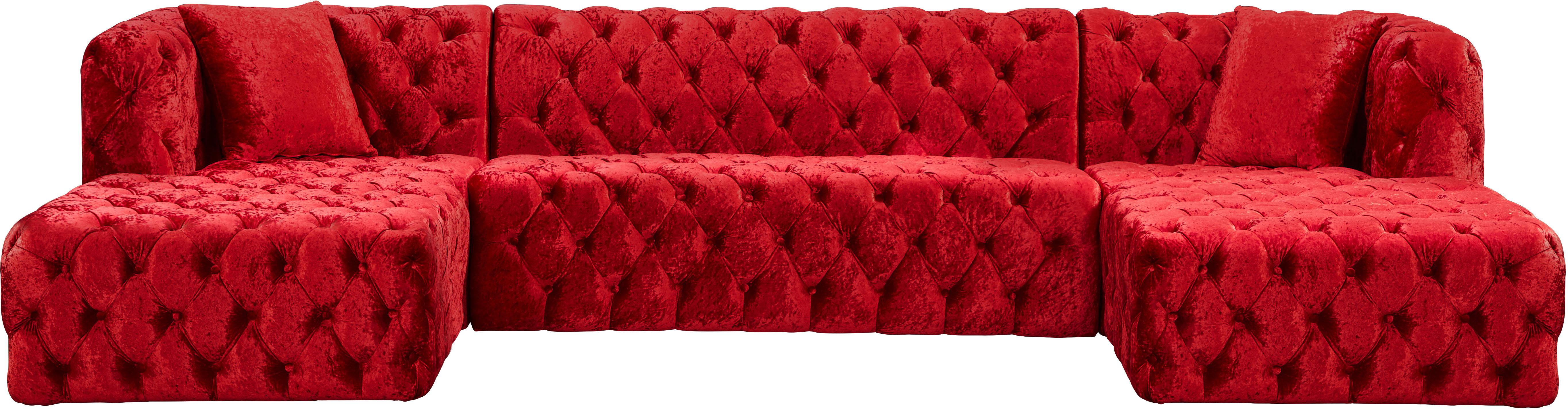 Coco Red Velvet 3pc. Sectional (3 Boxes)