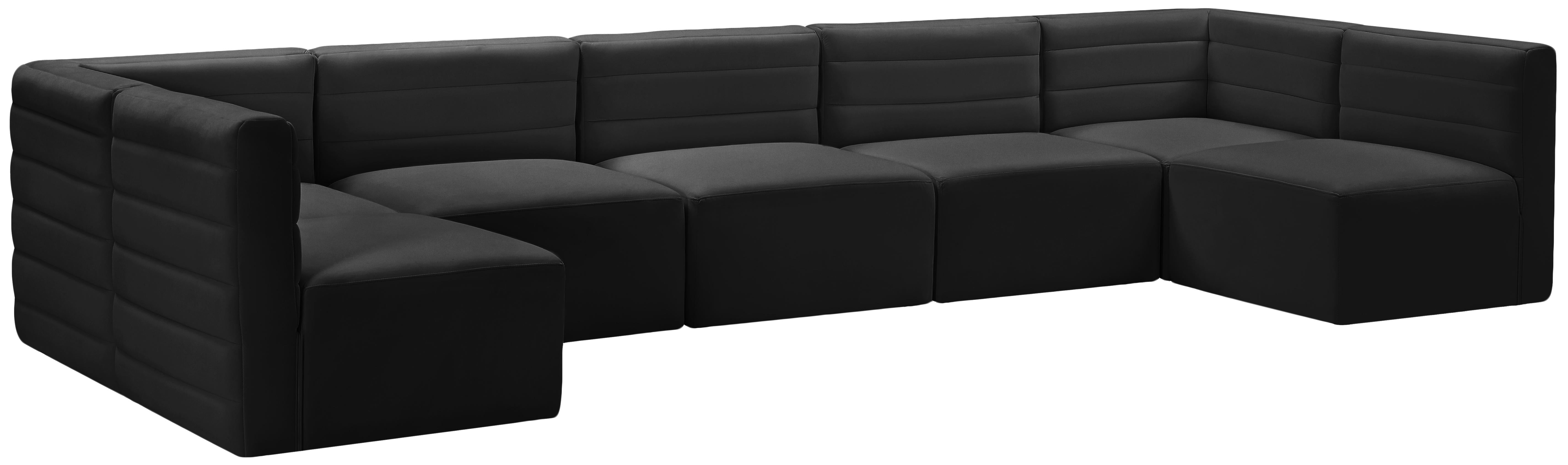 Quincy Black Velvet Modular Sectional