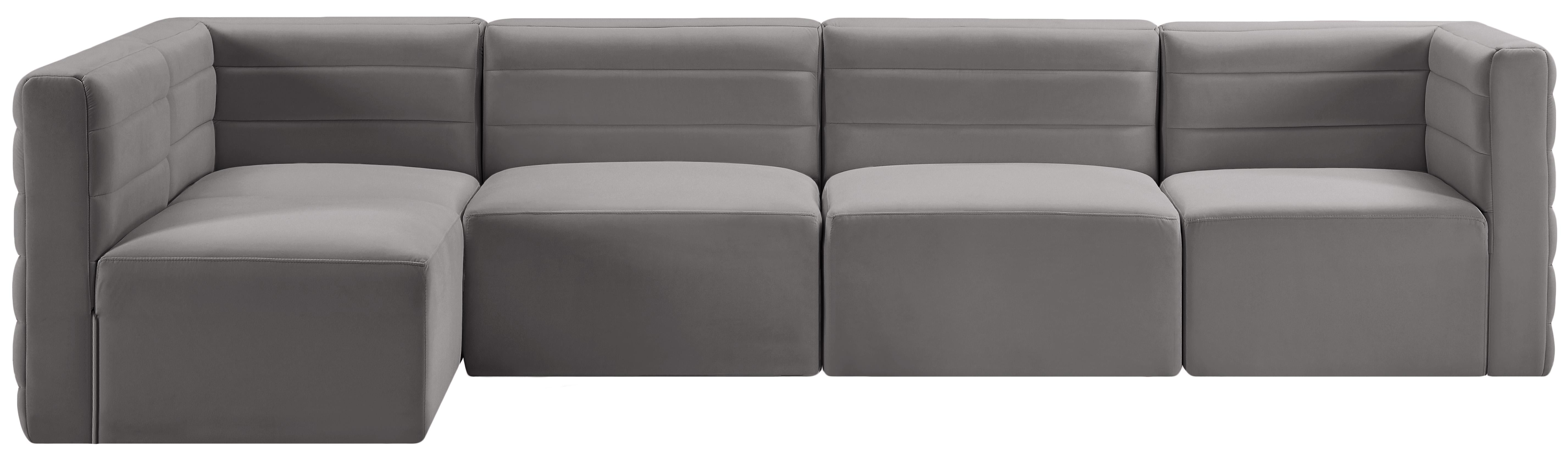 Quincy Grey Velvet Modular Sectional