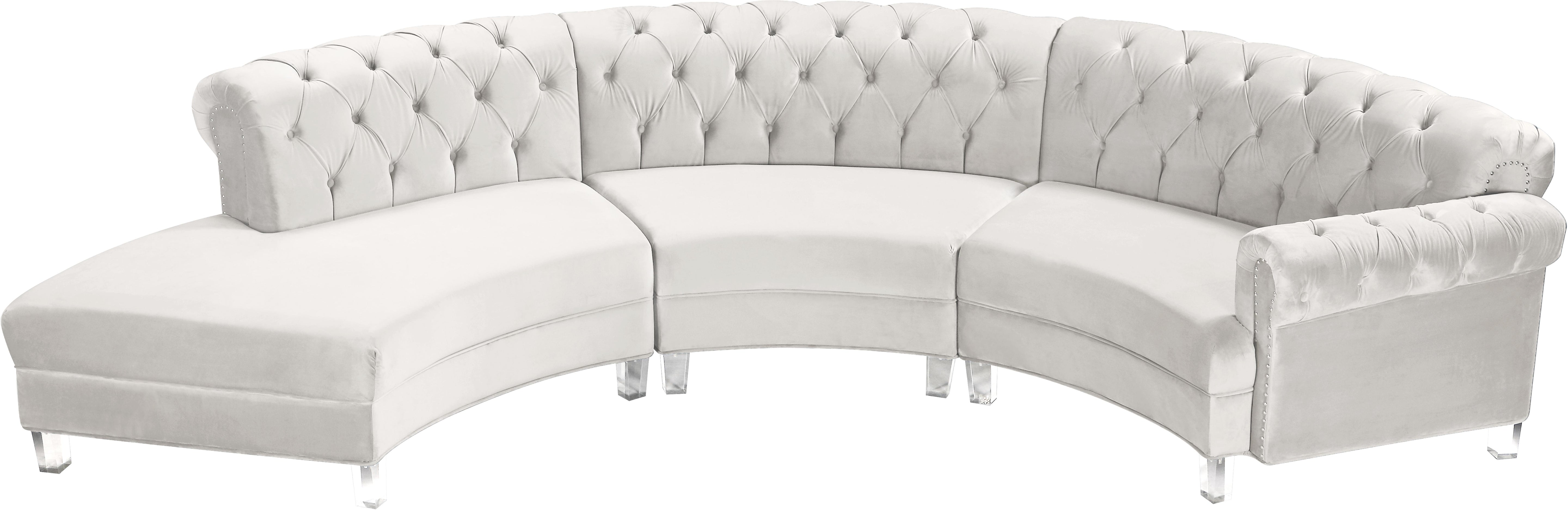 Anabella Cream Velvet 3pc. Sectional