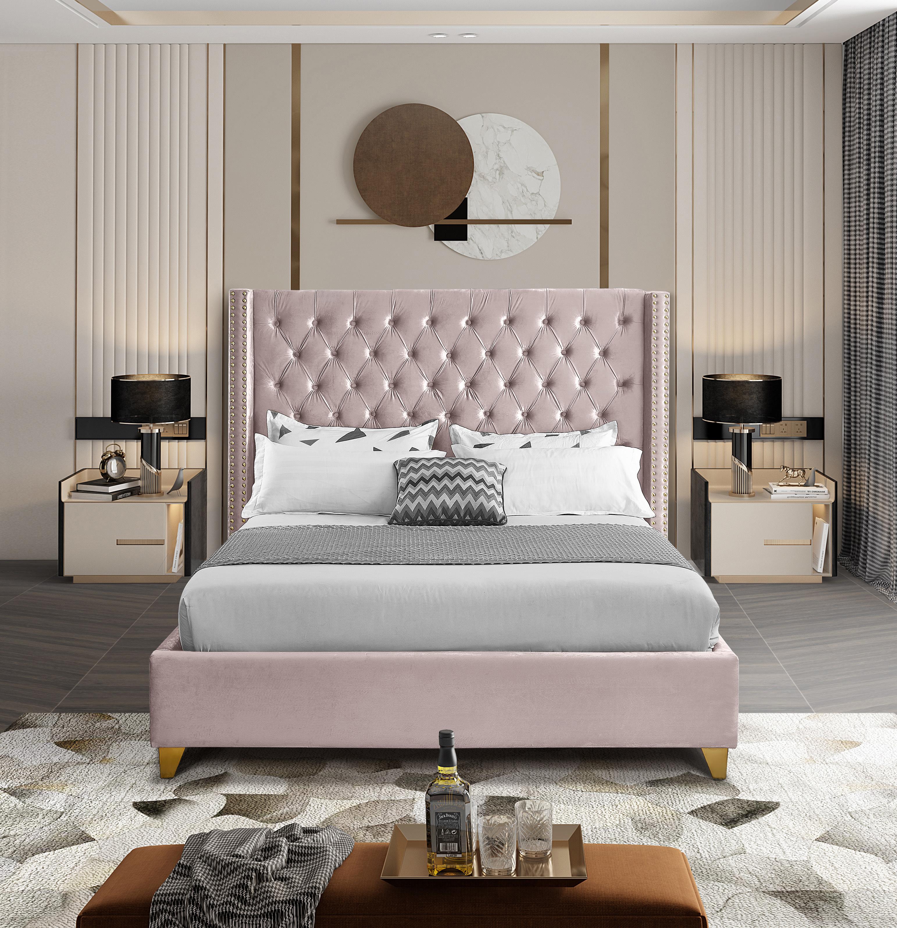 Barolo Pink Velvet Full Bed