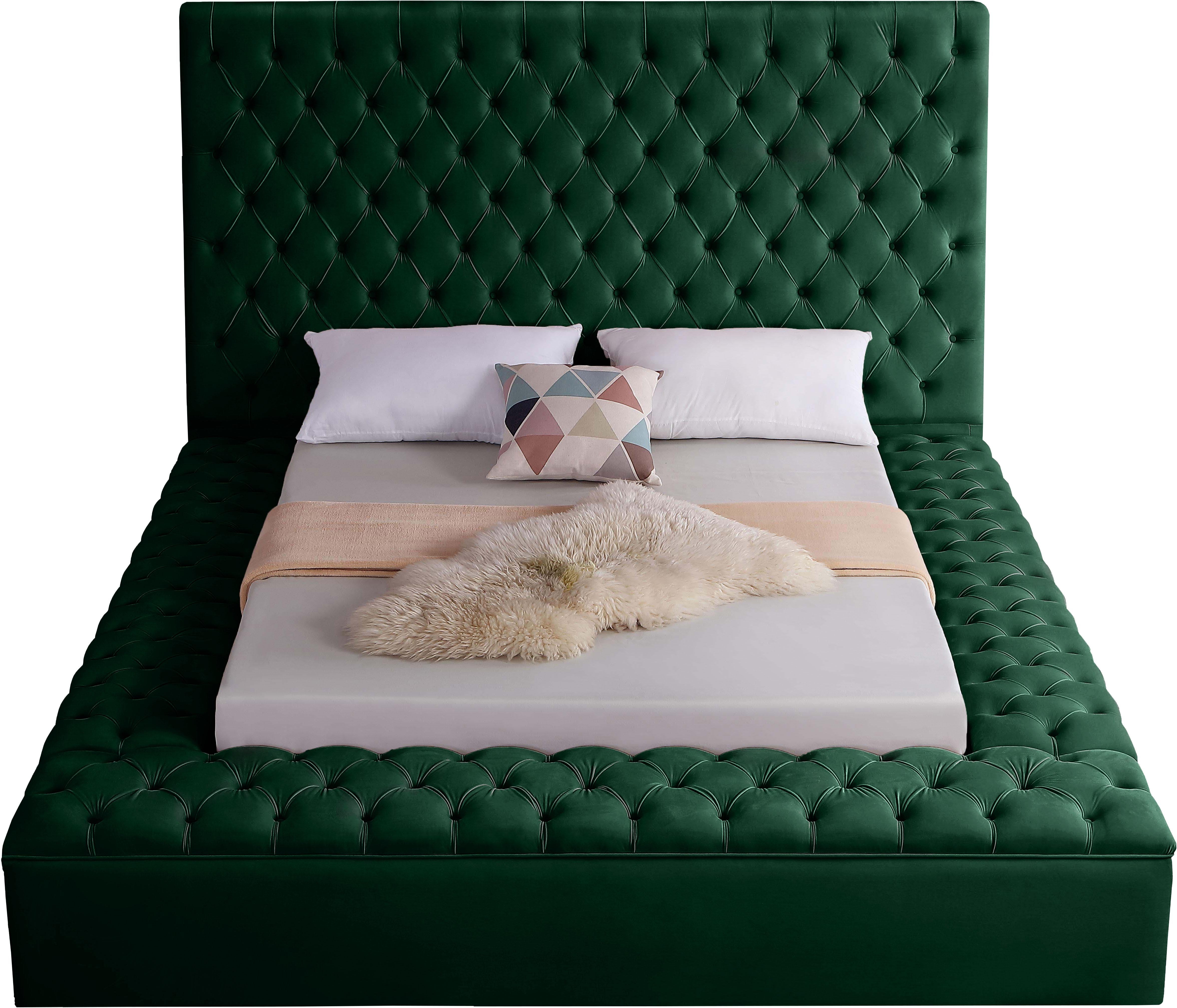 Bliss Green Velvet Queen Bed (3 Boxes)