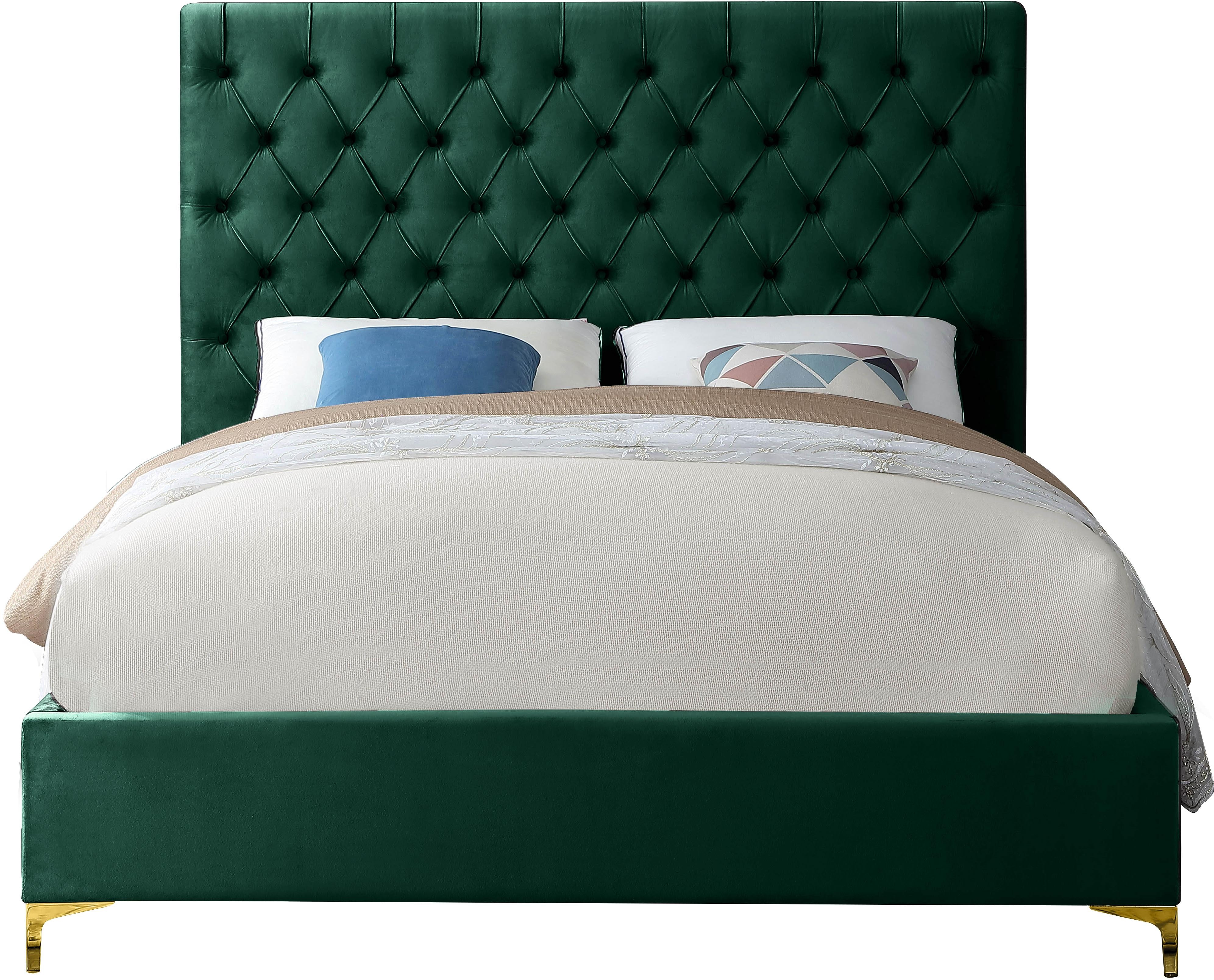 Cruz Green Velvet King Bed