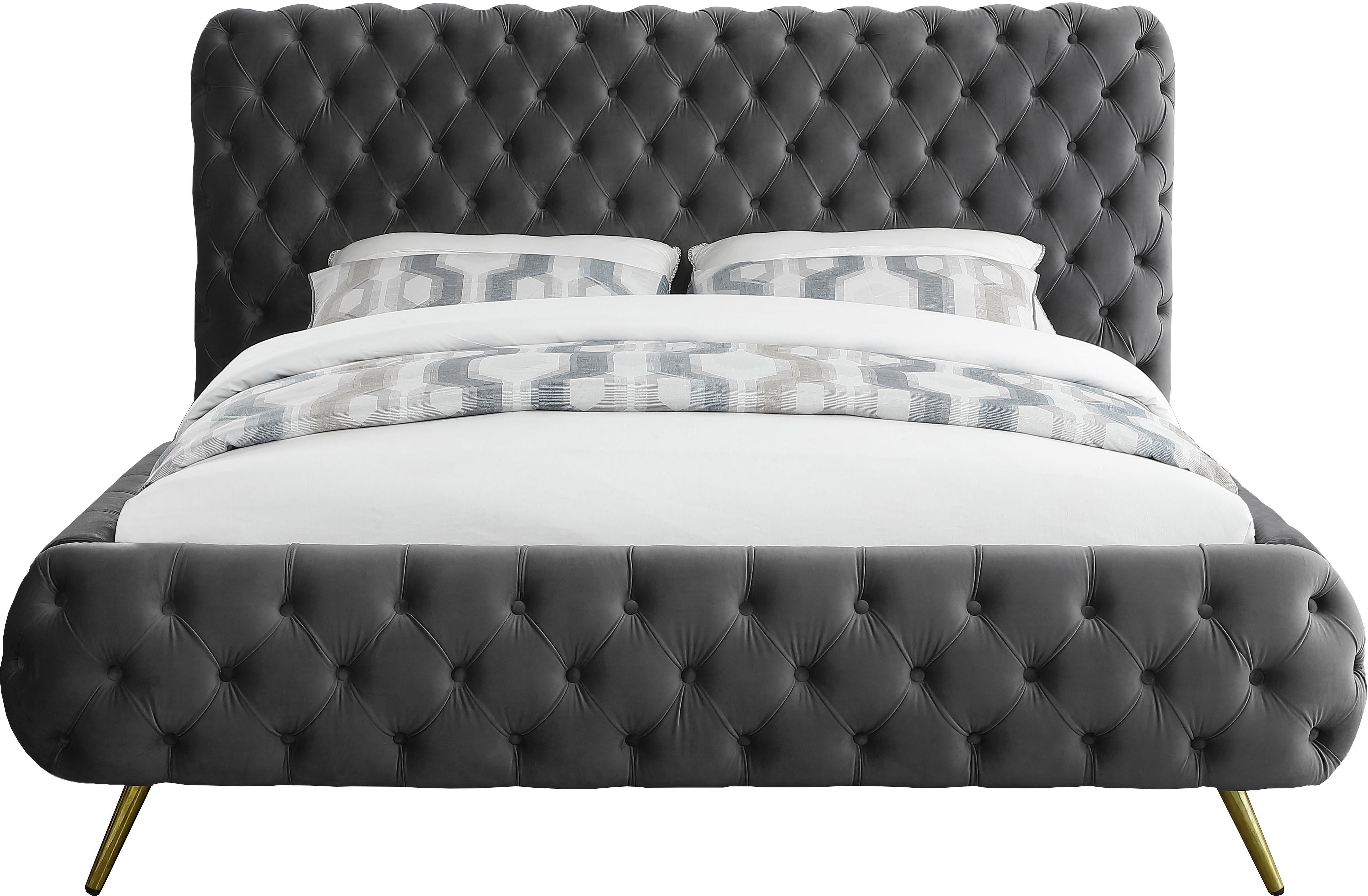 Delano Grey Velvet Queen Bed