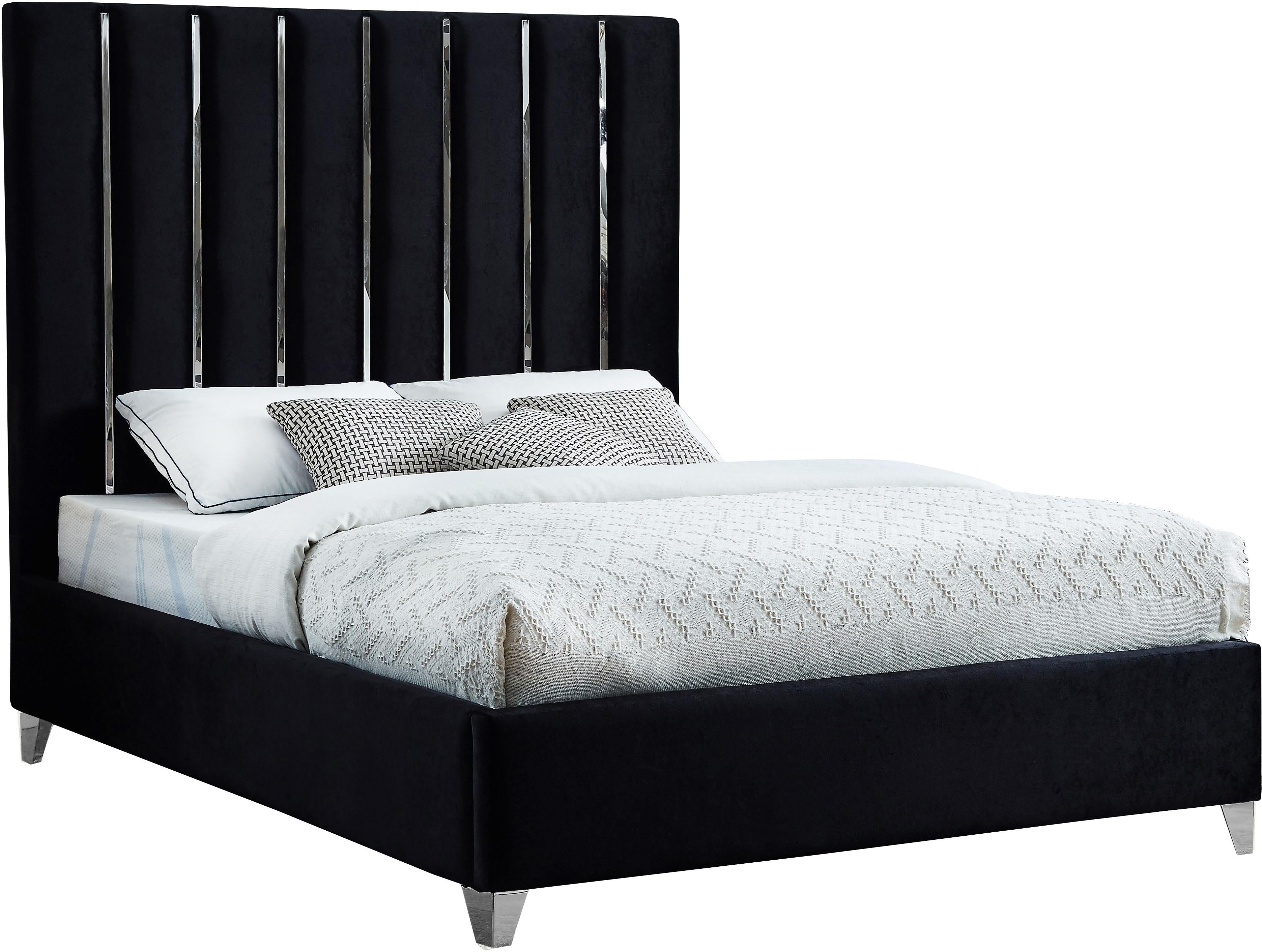 Enzo Black Velvet Queen Bed image