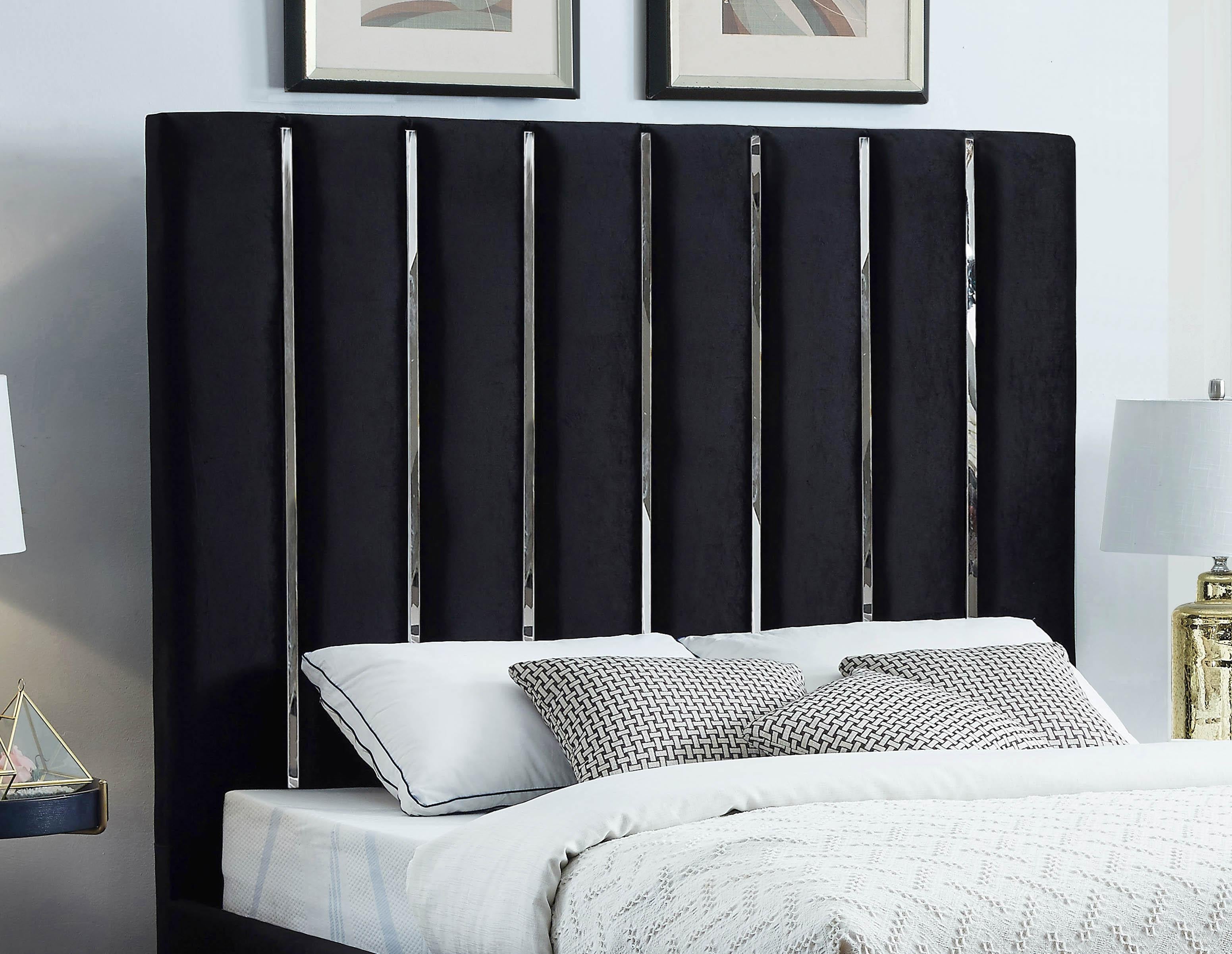 Enzo Black Velvet King Bed