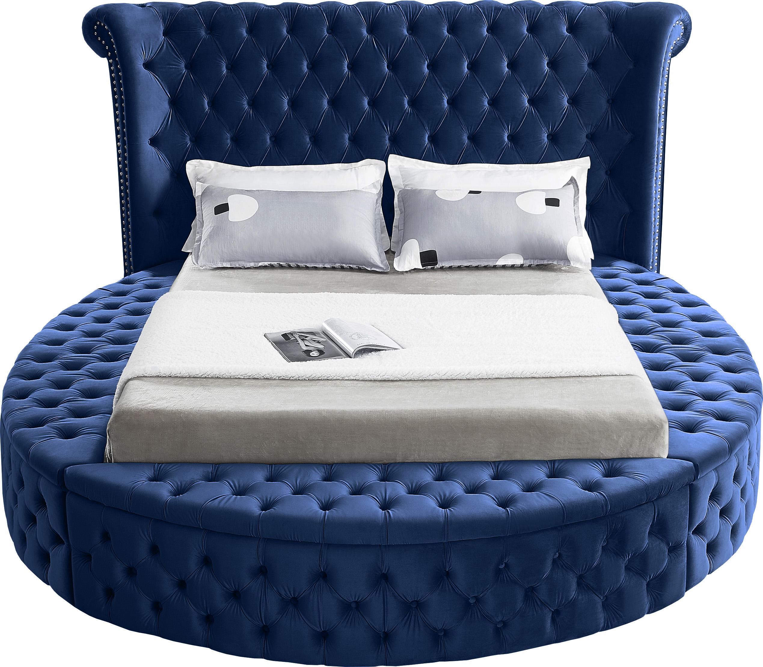 Luxus Navy Velvet Queen Bed (3 Boxes)