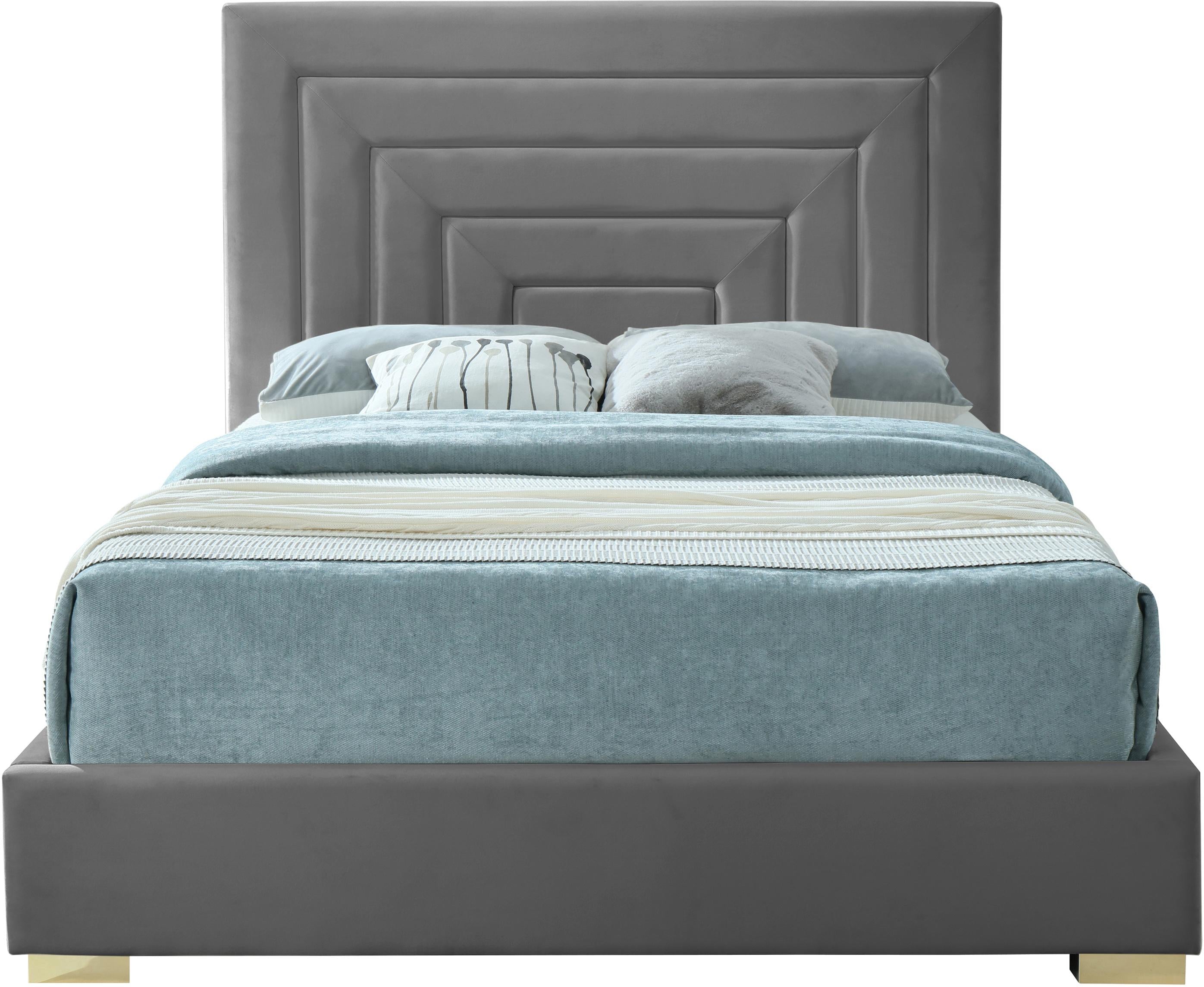 Nora Grey Velvet Queen Bed