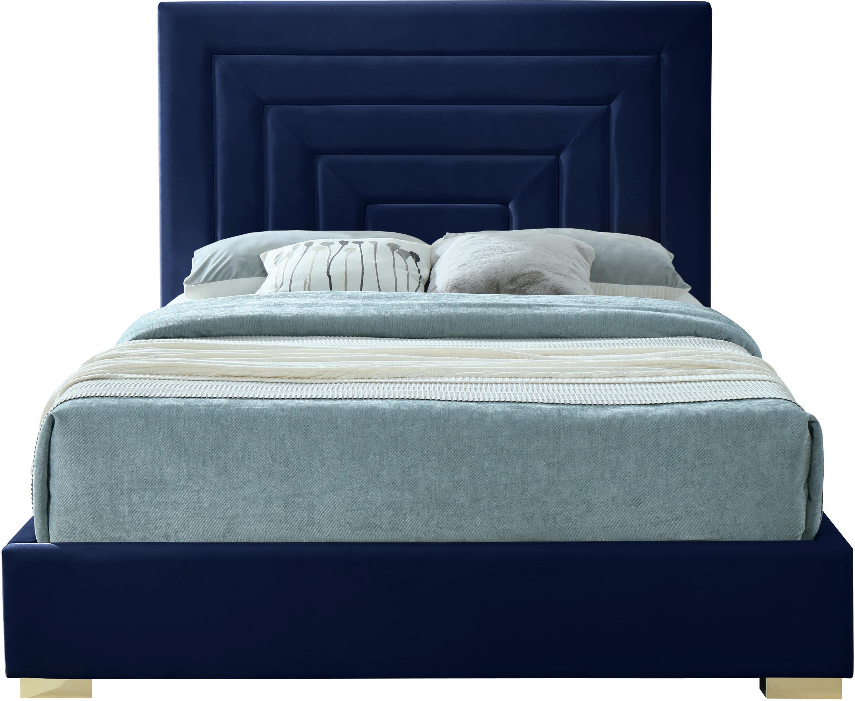 Nora Navy Velvet King Bed