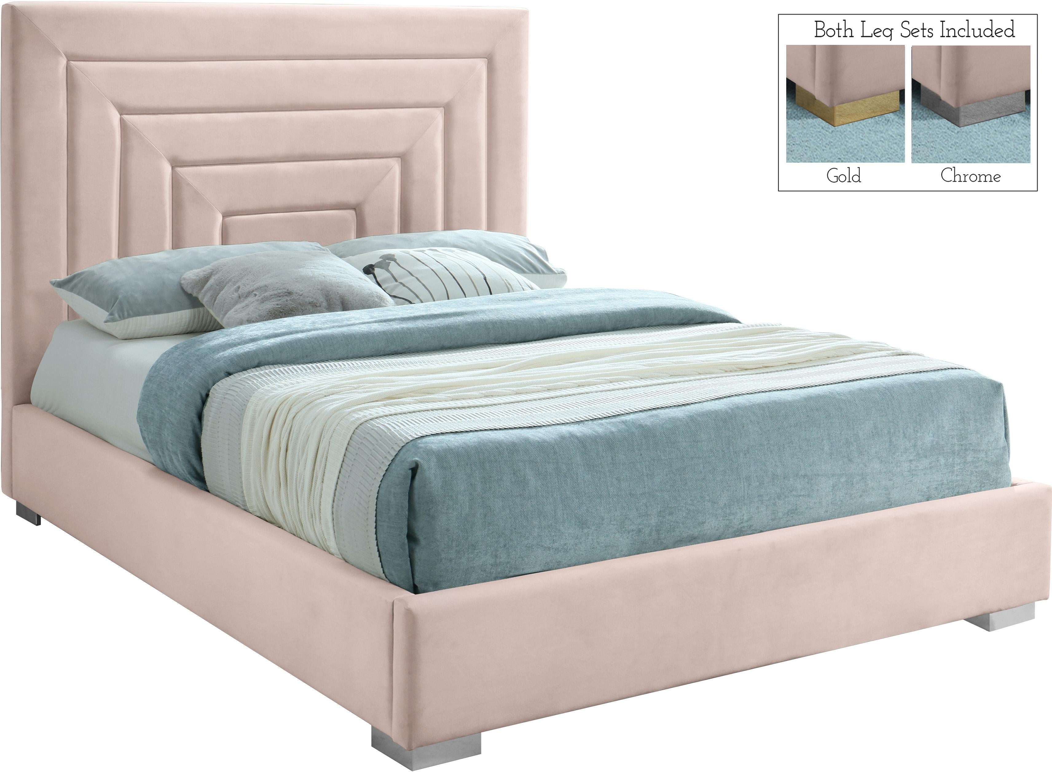 Nora Pink Velvet Queen Bed