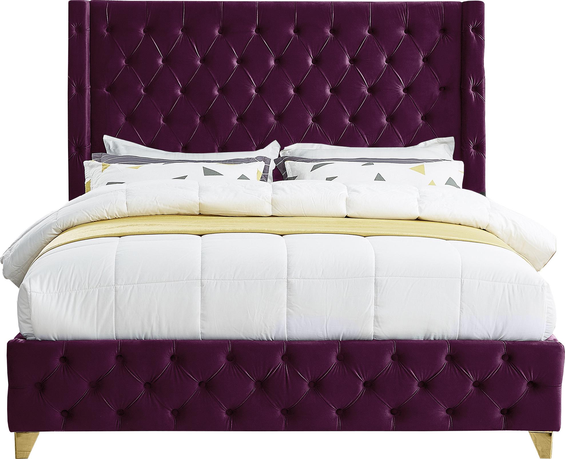 Savan Purple Velvet Full Bed