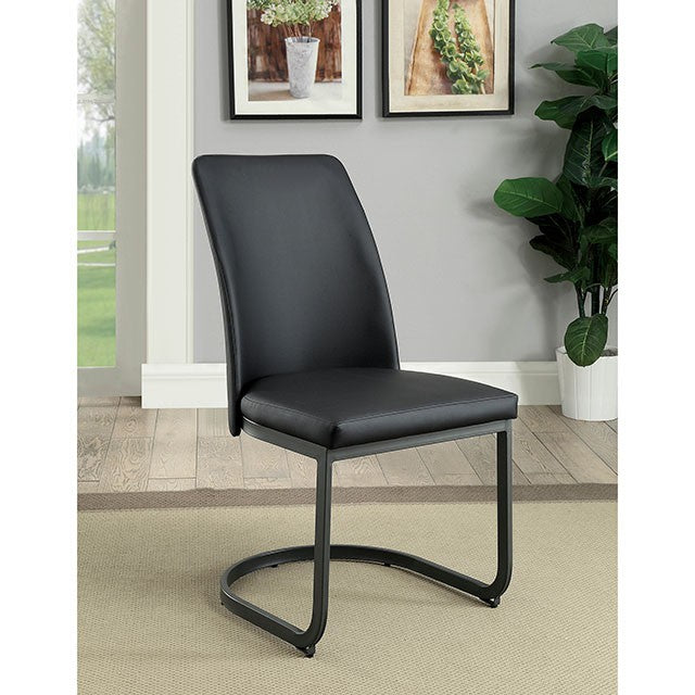 Saskia Dark Gray/Black Side Chair (2/CTN)