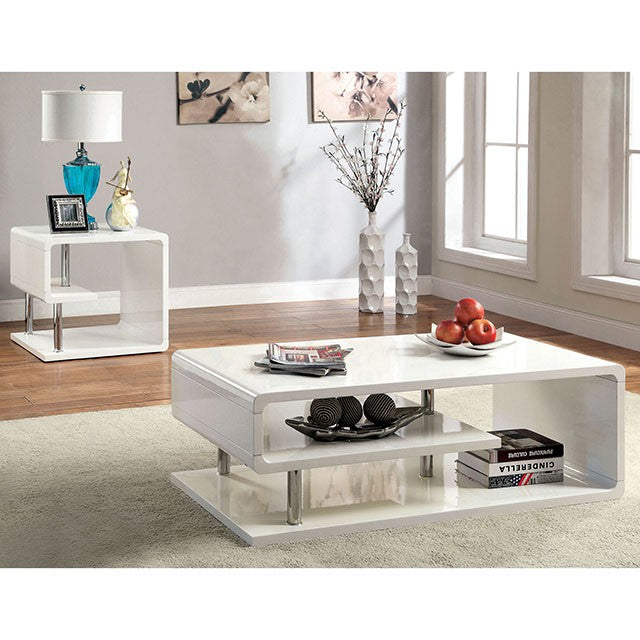 Ninove I White/Chrome End Table